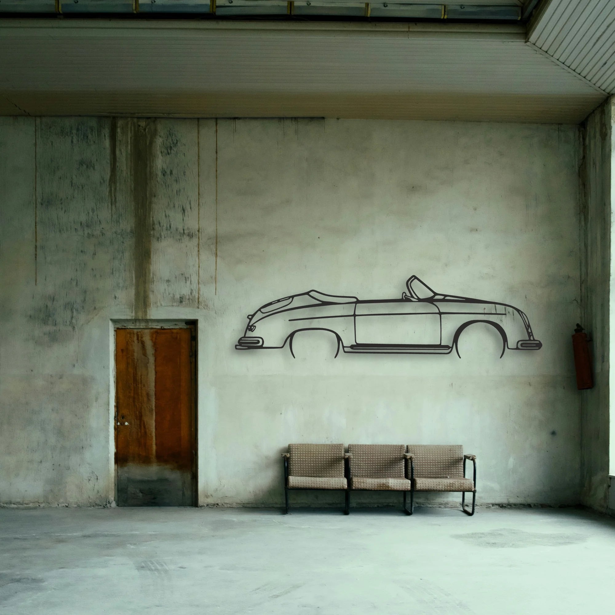 Porsche 356 Speedster Classic Silhouette Metal Wall Art - Tinvibe