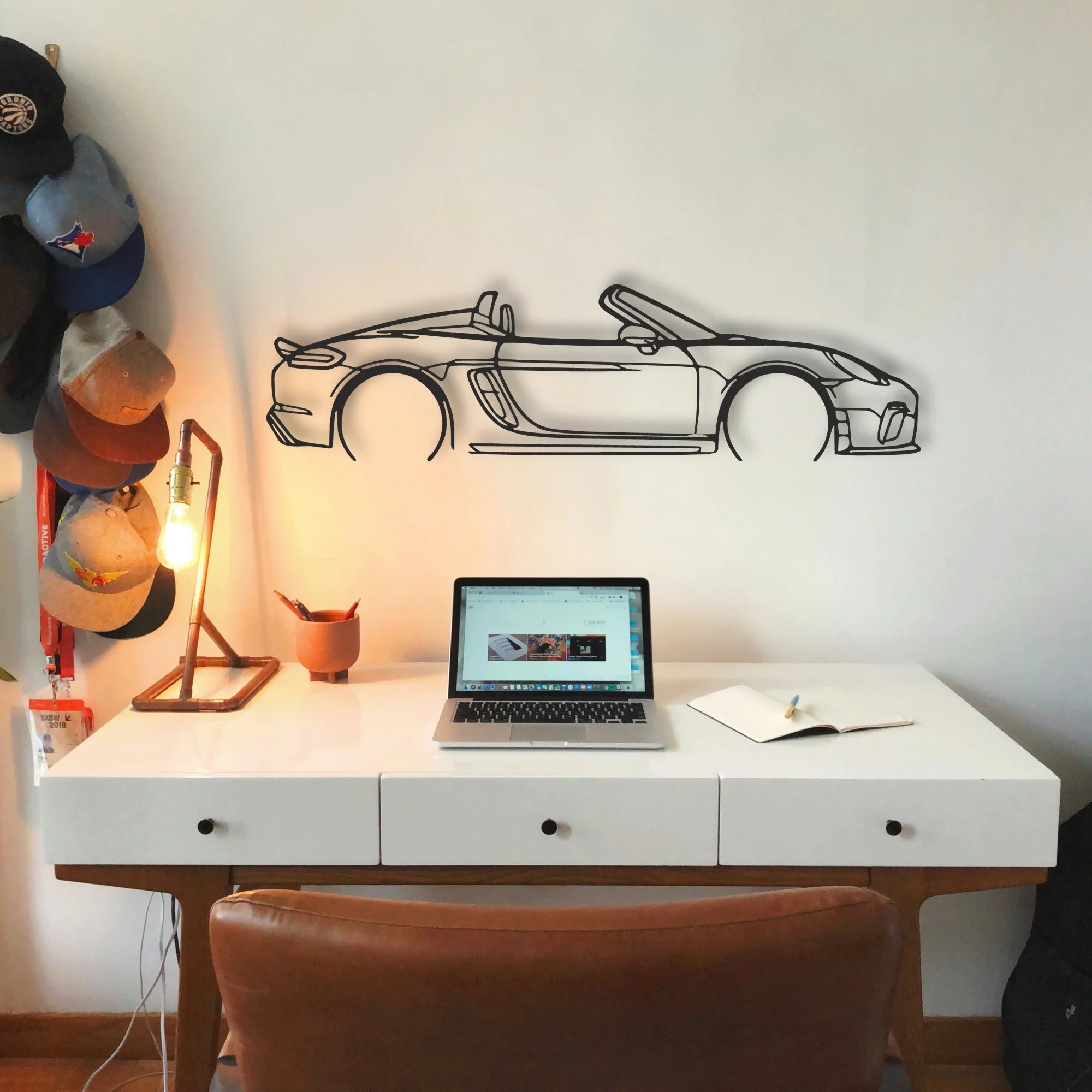 Porsche 718 Spider 2020 Classic Silhouette Metal Wall Art - Tinvibe