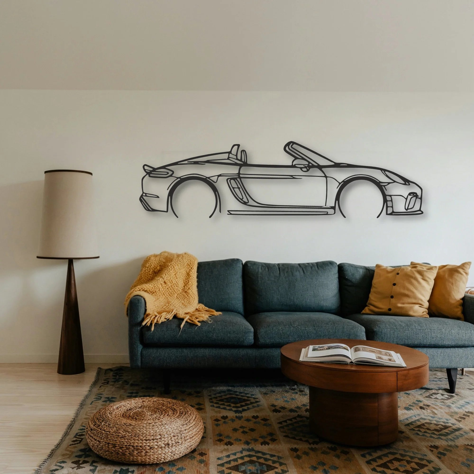 Porsche 718 Spider 2020 Classic Silhouette Metal Wall Art - Tinvibe