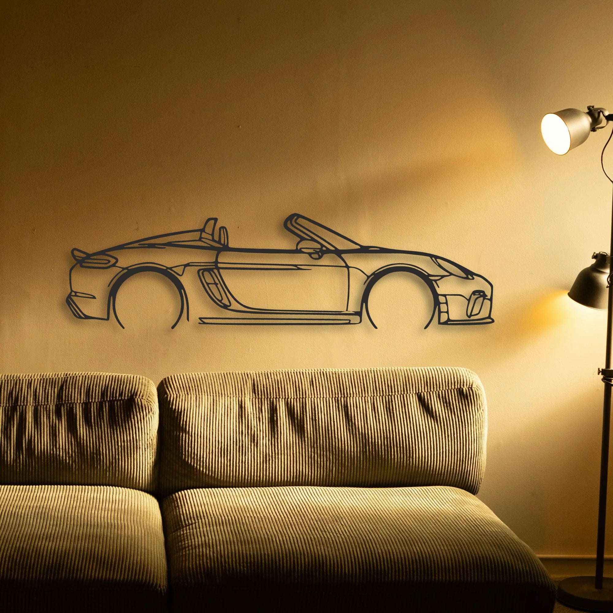 Porsche 718 Spider 2020 Classic Silhouette Metal Wall Art - Tinvibe