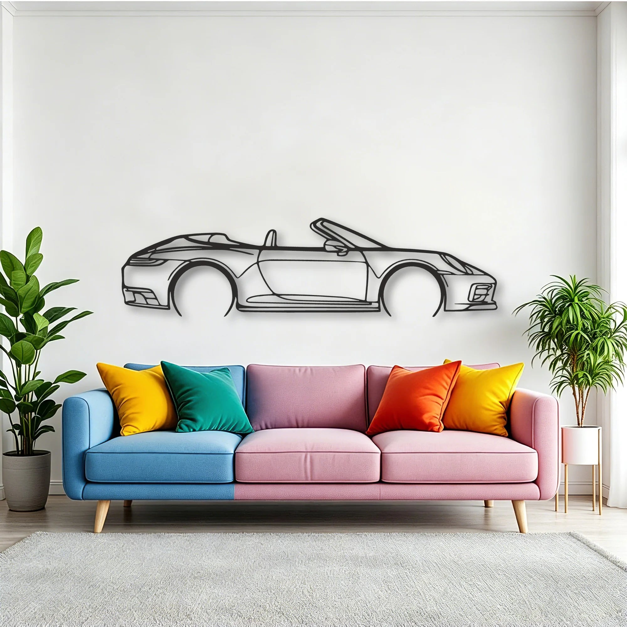 Porsche 911 Model 992 Convertible Classic Silhouette Metal Wall Art - Tinvibe