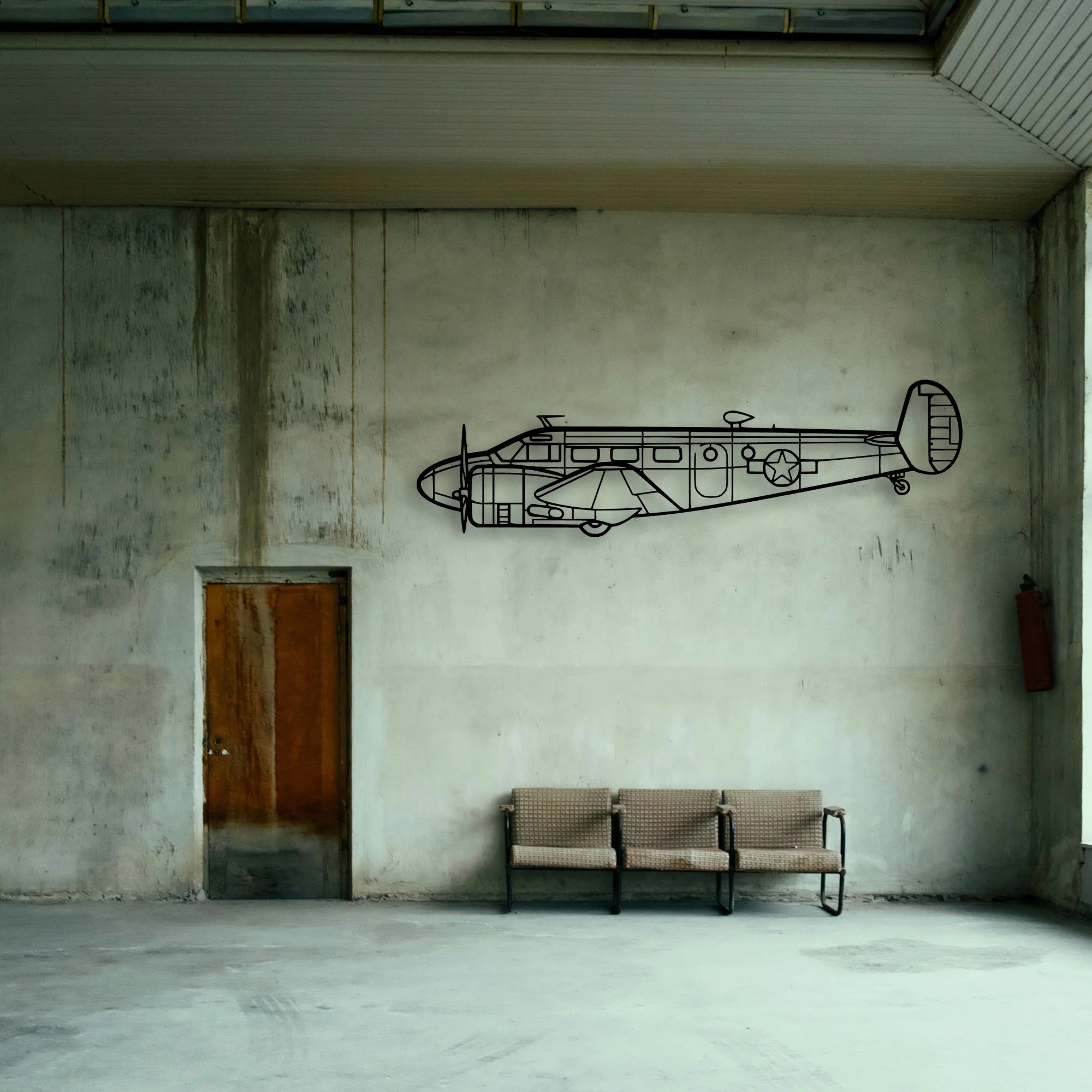 Rc 45 Classic Aircraft Silhouette Metal Wall Art - Tinvibe