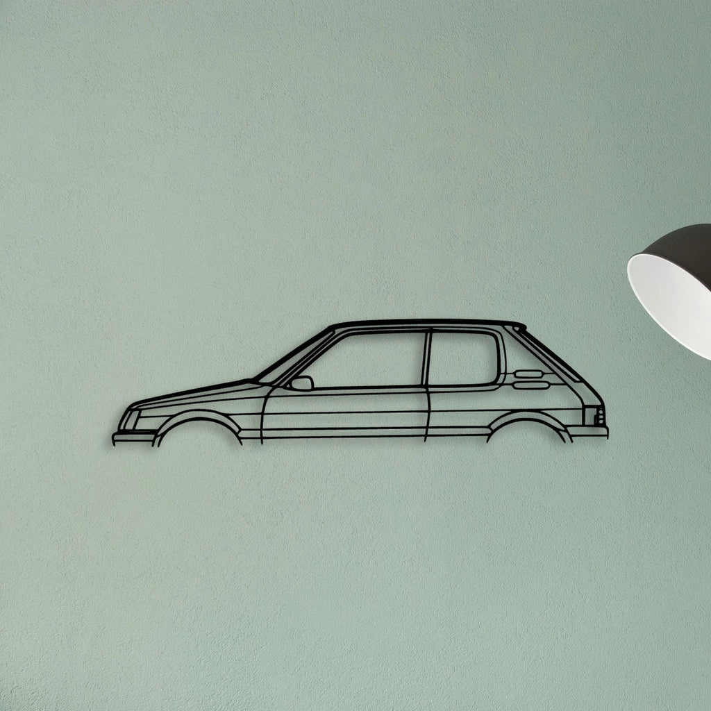 205 GTI 2 Classic Silhouette Metal Wall Art - Tinvibe