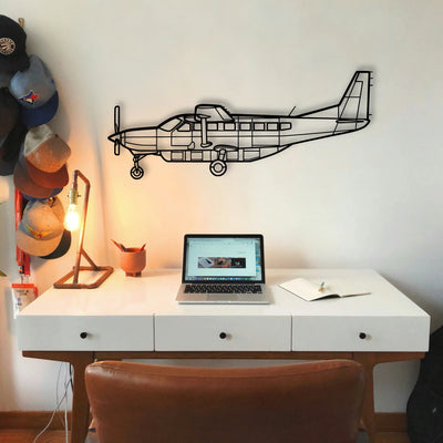 208 Caravan 2 Classic Aircraft Silhouette Metal Wall Art - Tinvibe