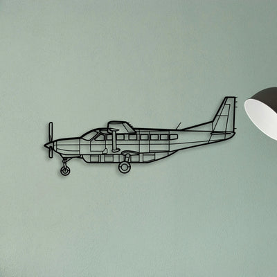 208 Caravan Classic Aircraft Silhouette Metal Wall Art - Tinvibe