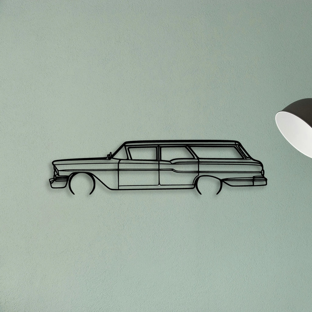 Brookwood Wagon 1958 Classic Silhouette Metal Wall Art - Tinvibe