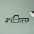 C10 Stepside 1987 Classic Silhouette Metal Wall Art - Tinvibe
