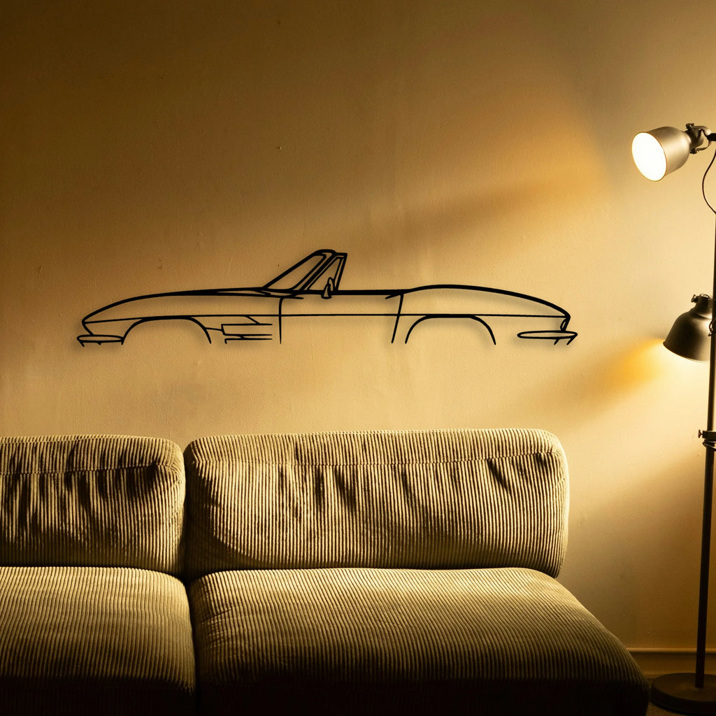 C2 Convertible 1964 Classic Silhouette Metal Wall Art - Tinvibe