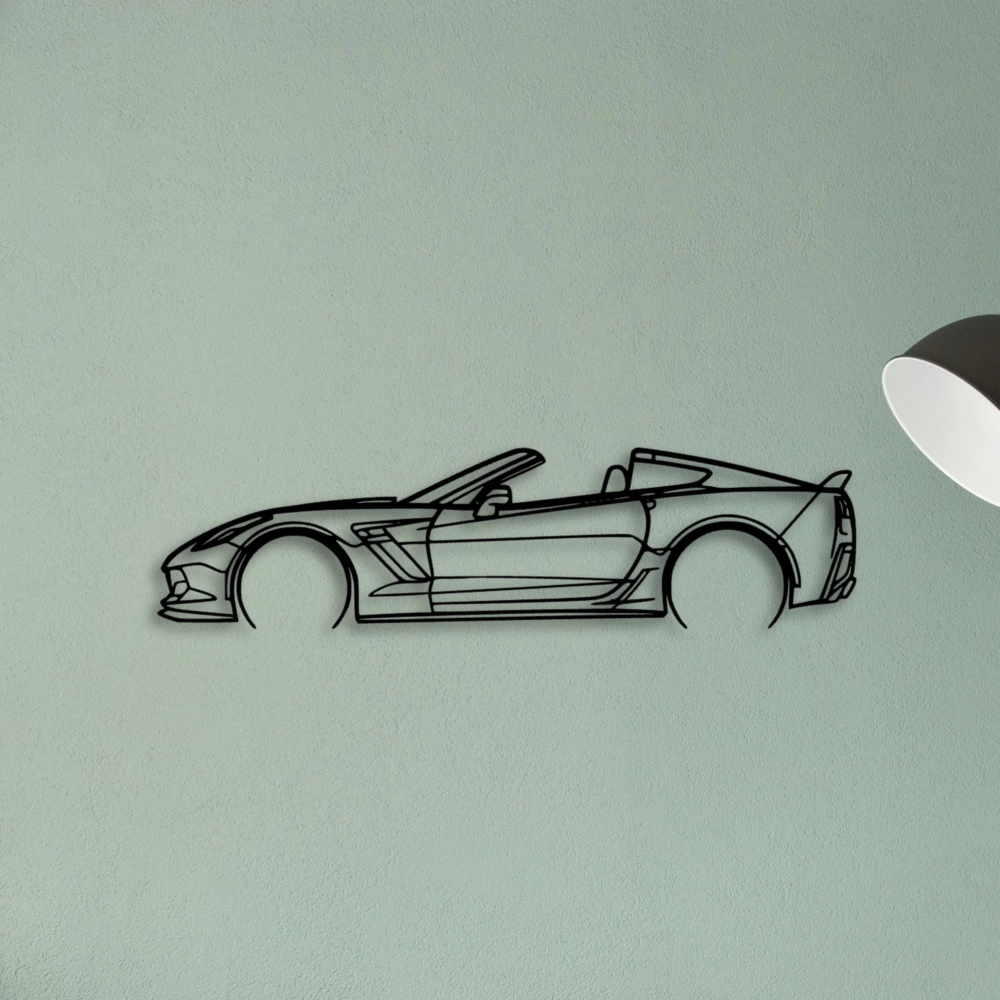 C7 Z06 TOP OFF 2 Classic Silhouette Metal Wall Art - Tinvibe