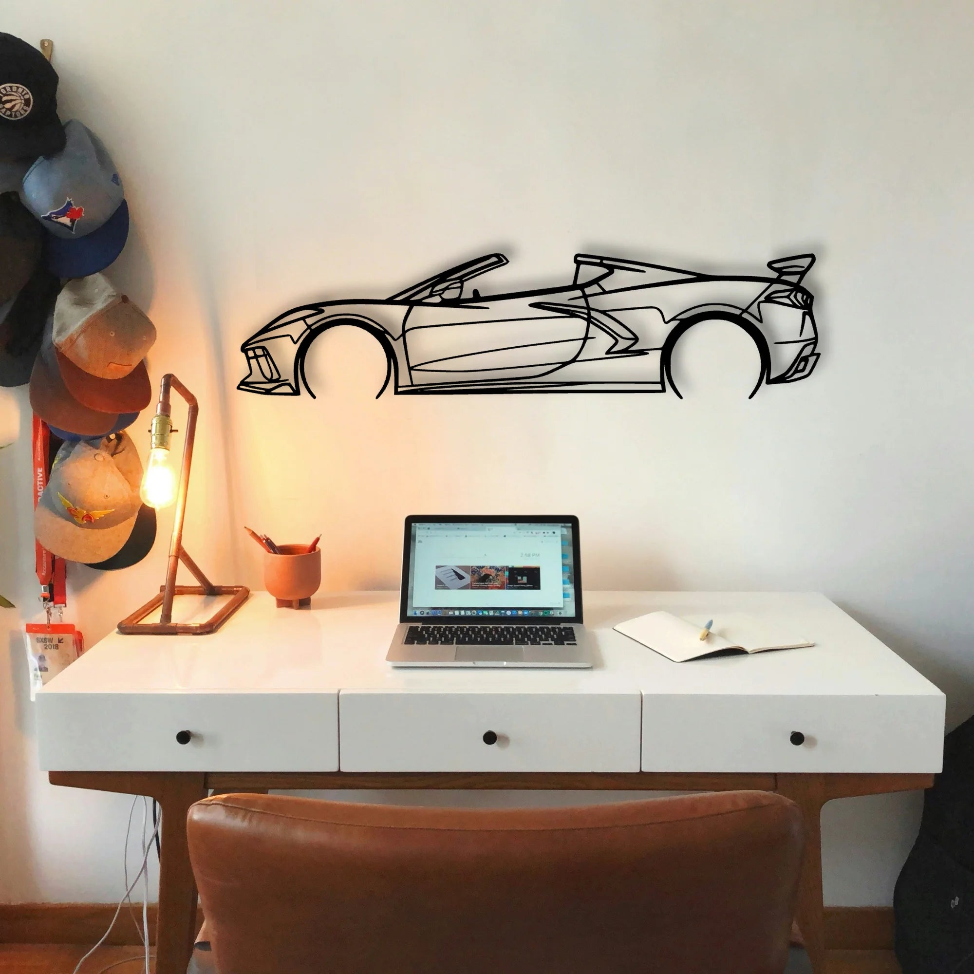 C8 Convertible 2 Classic Silhouette Metal Wall Art - Tinvibe