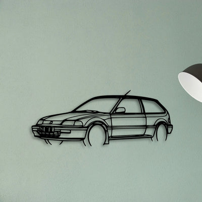 Civic 1990 Angle Classic Silhouette Metal Wall Art - Tinvibe