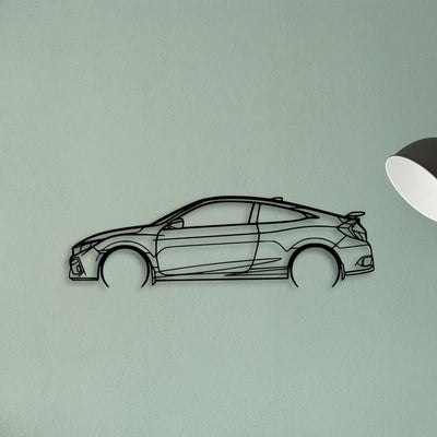 Civic SI Coupe 2 Classic Silhouette Metal Wall Art - Tinvibe