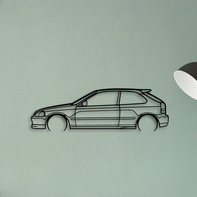 Civic Type R EK9 2000 Classic Silhouette Metal Wall Art - Tinvibe