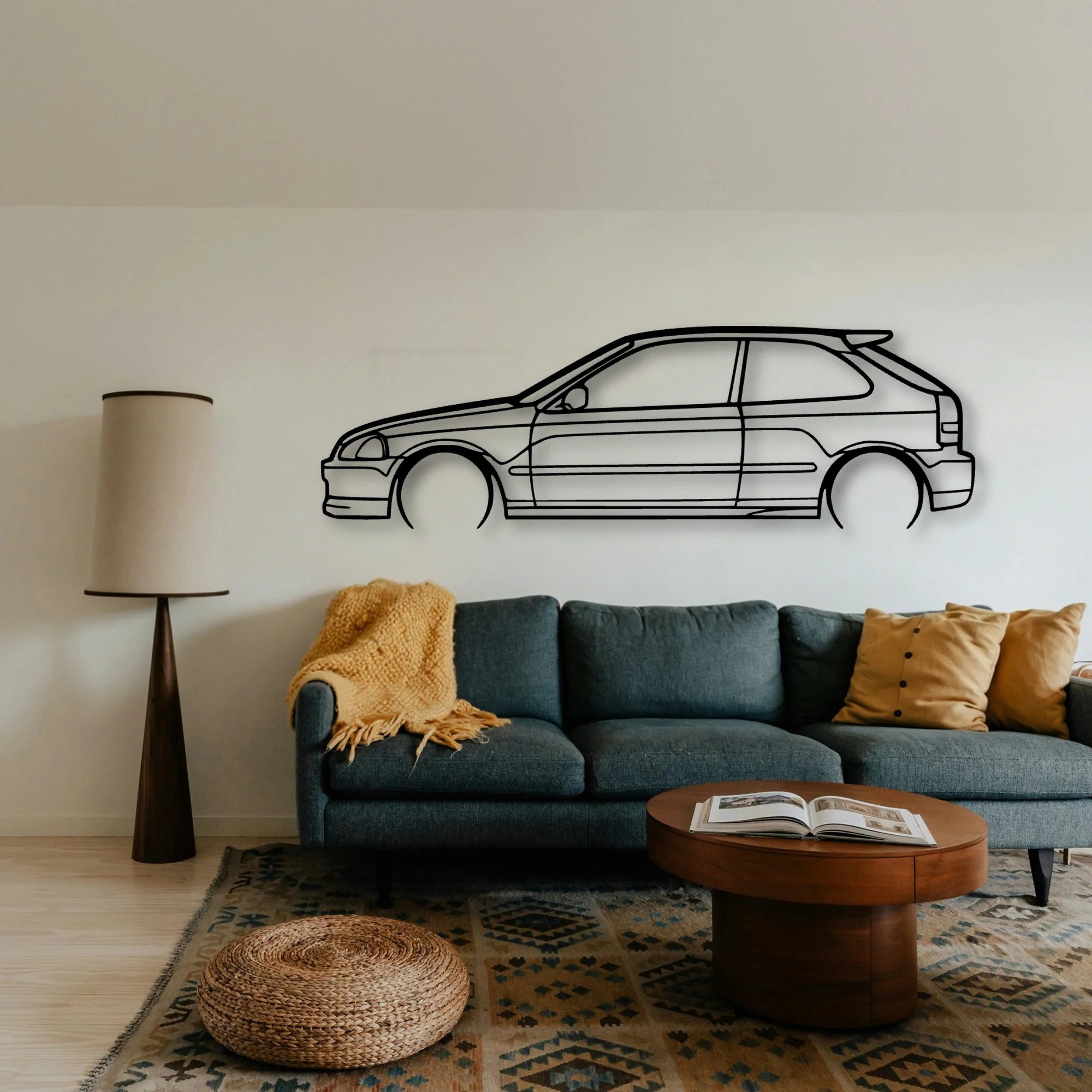 Civic Type R EK9 2000 Classic Silhouette Metal Wall Art - Tinvibe