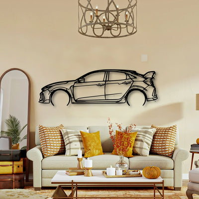 Civic Type R FK8 2 Classic Silhouette Metal Wall Art - Tinvibe