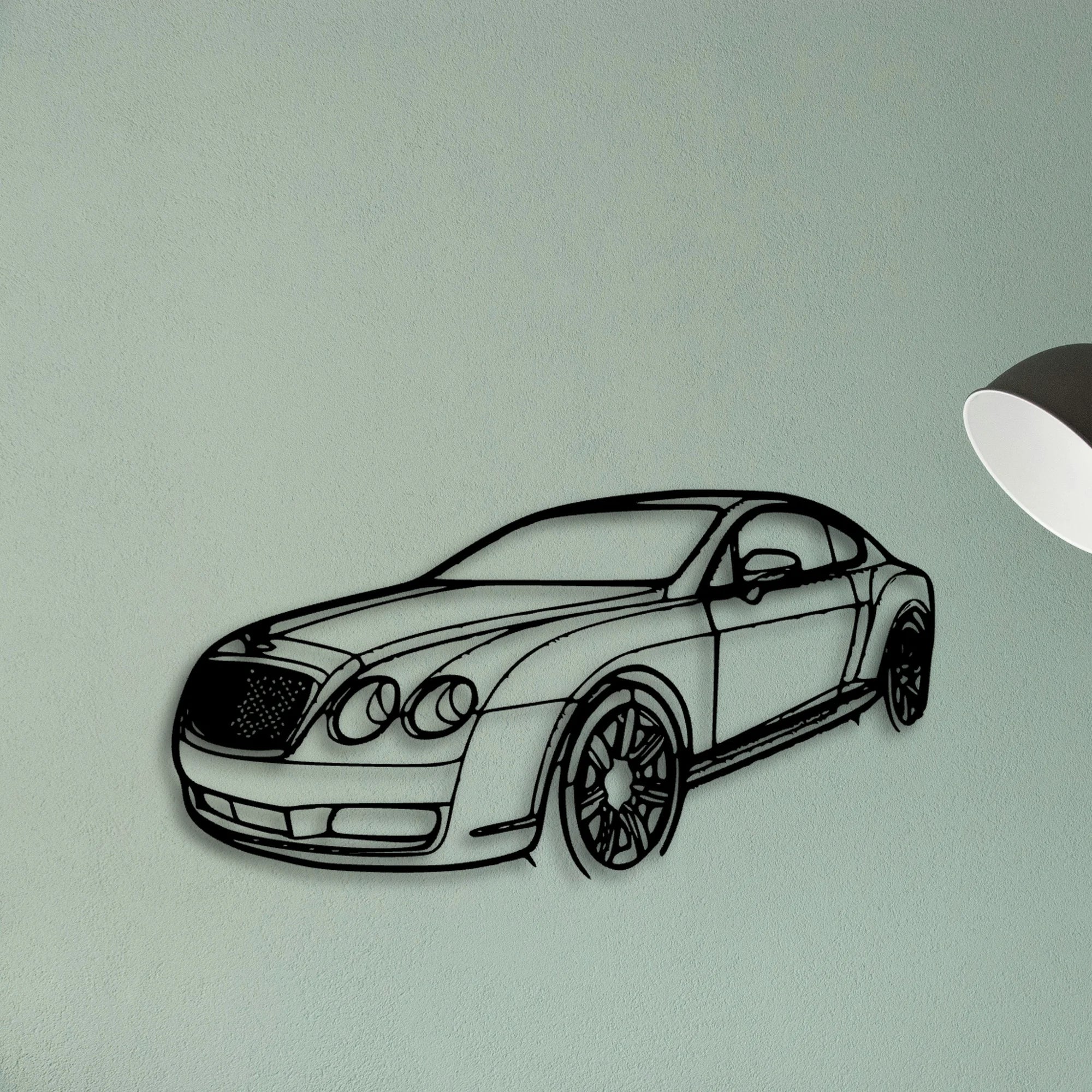 Continental GT 2007 Angle Classic Silhouette Metal Wall Art - Tinvibe