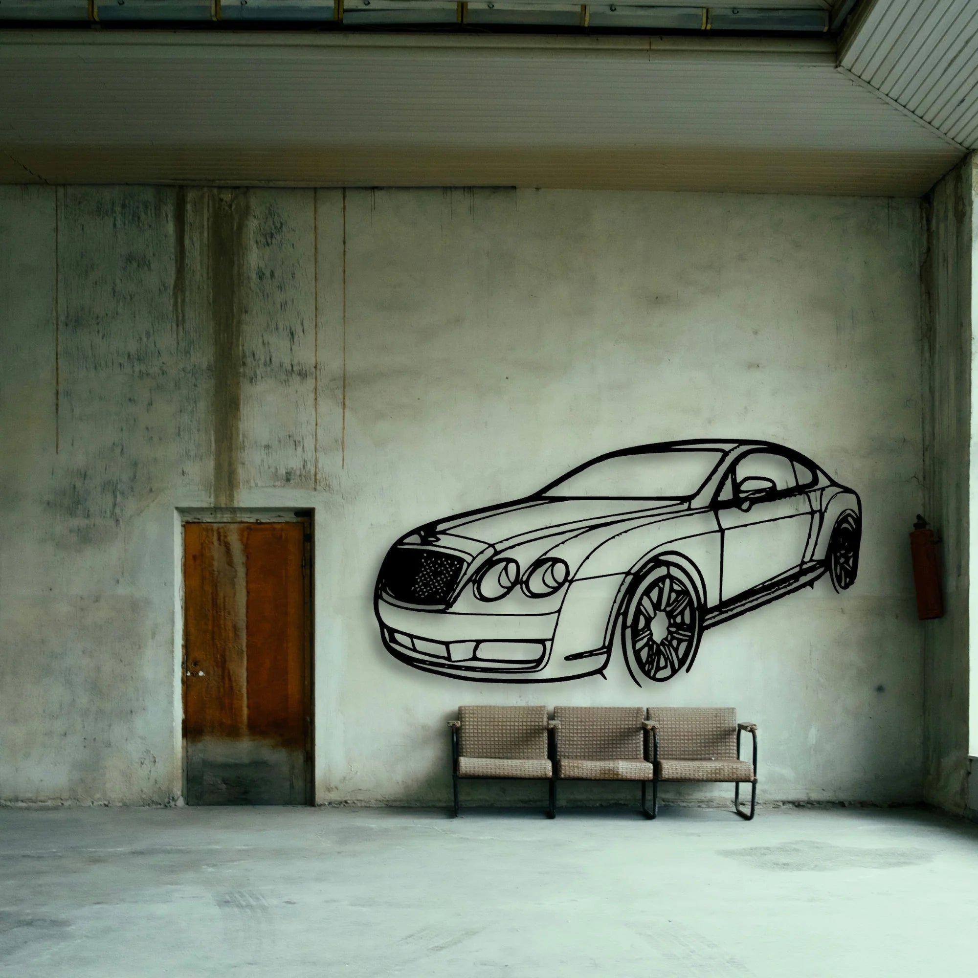 Continental GT 2007 Angle Classic Silhouette Metal Wall Art - Tinvibe