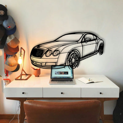 Continental GT 2007 Angle Classic Silhouette Metal Wall Art - Tinvibe