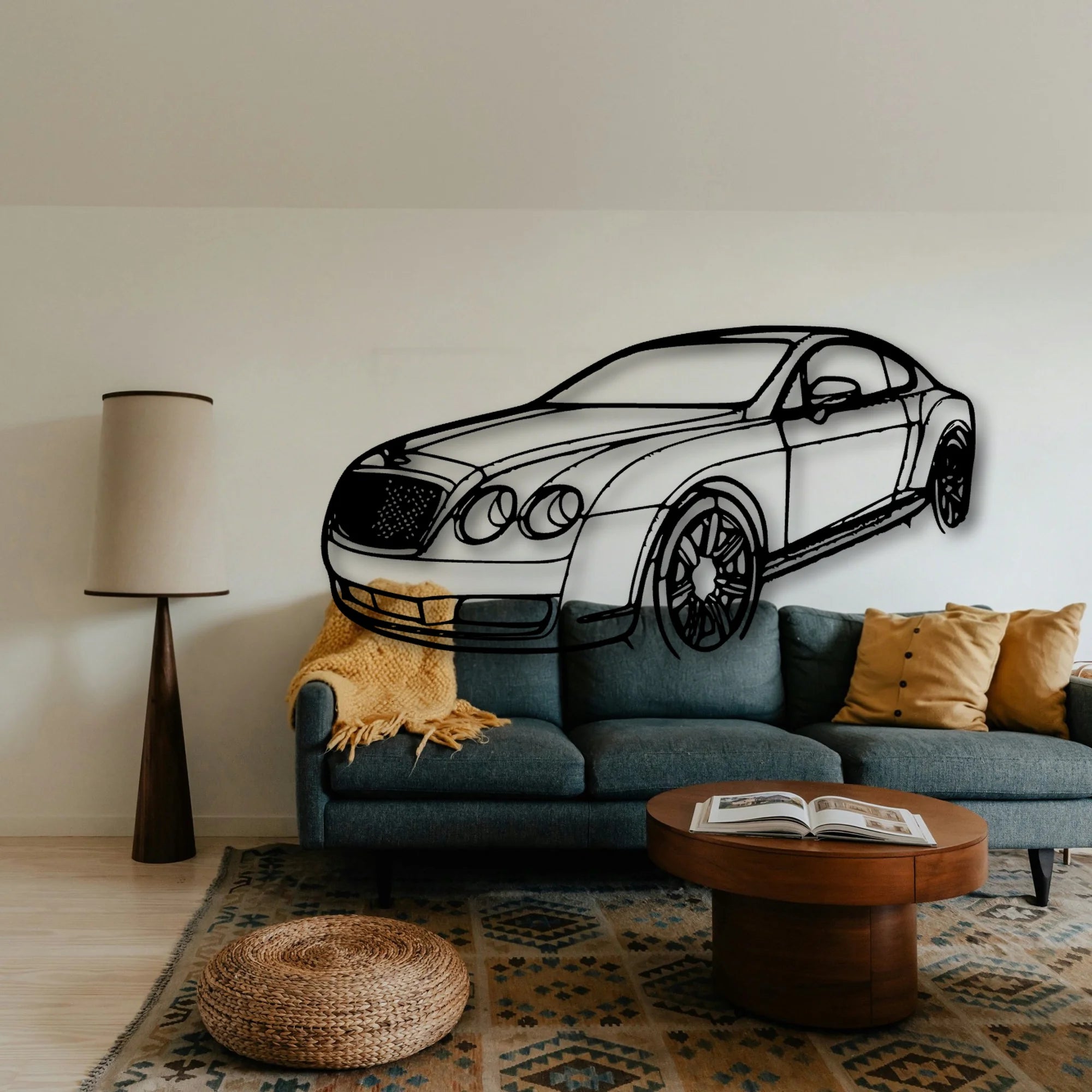 Continental GT 2007 Angle Classic Silhouette Metal Wall Art - Tinvibe