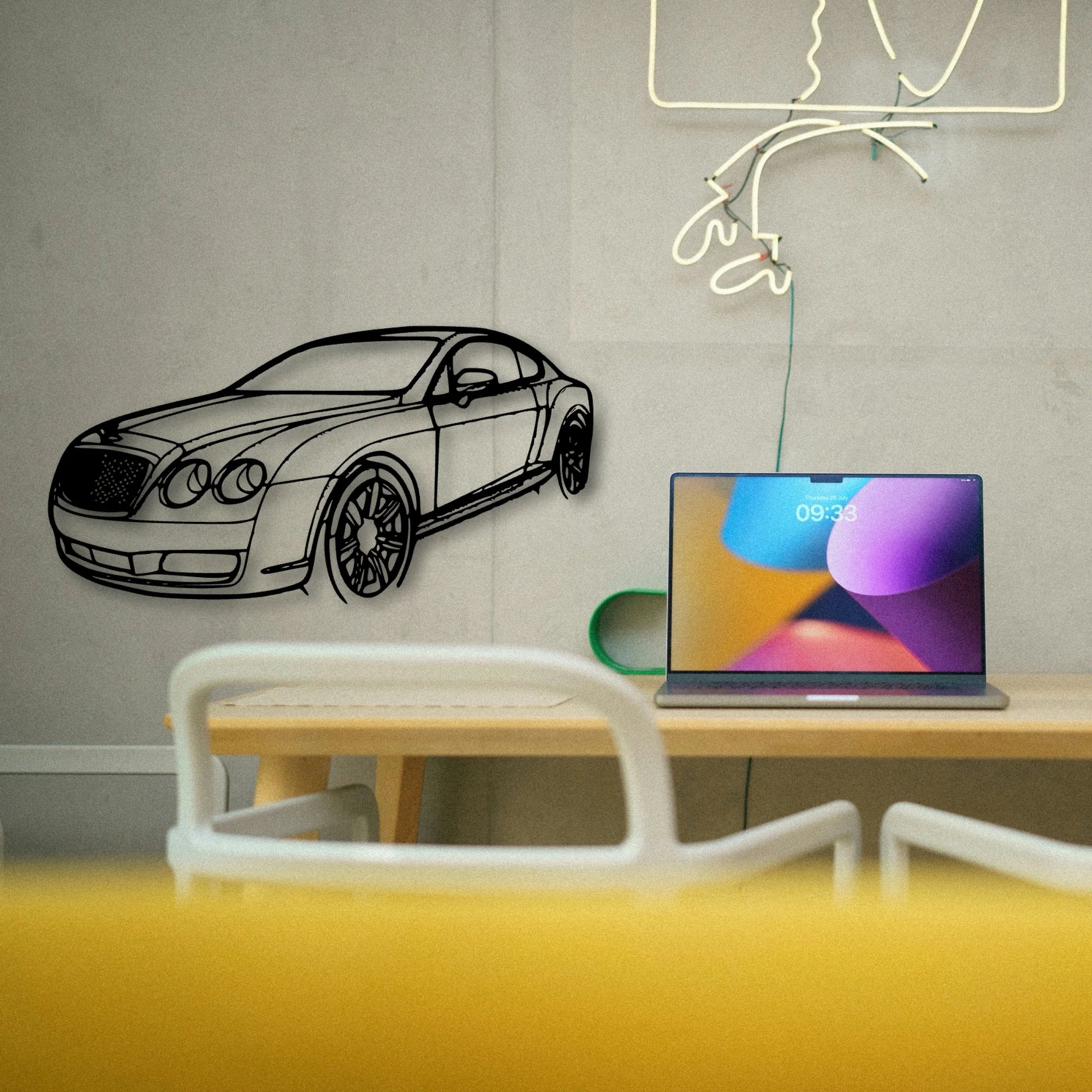 Continental GT 2007 Angle Classic Silhouette Metal Wall Art - Tinvibe