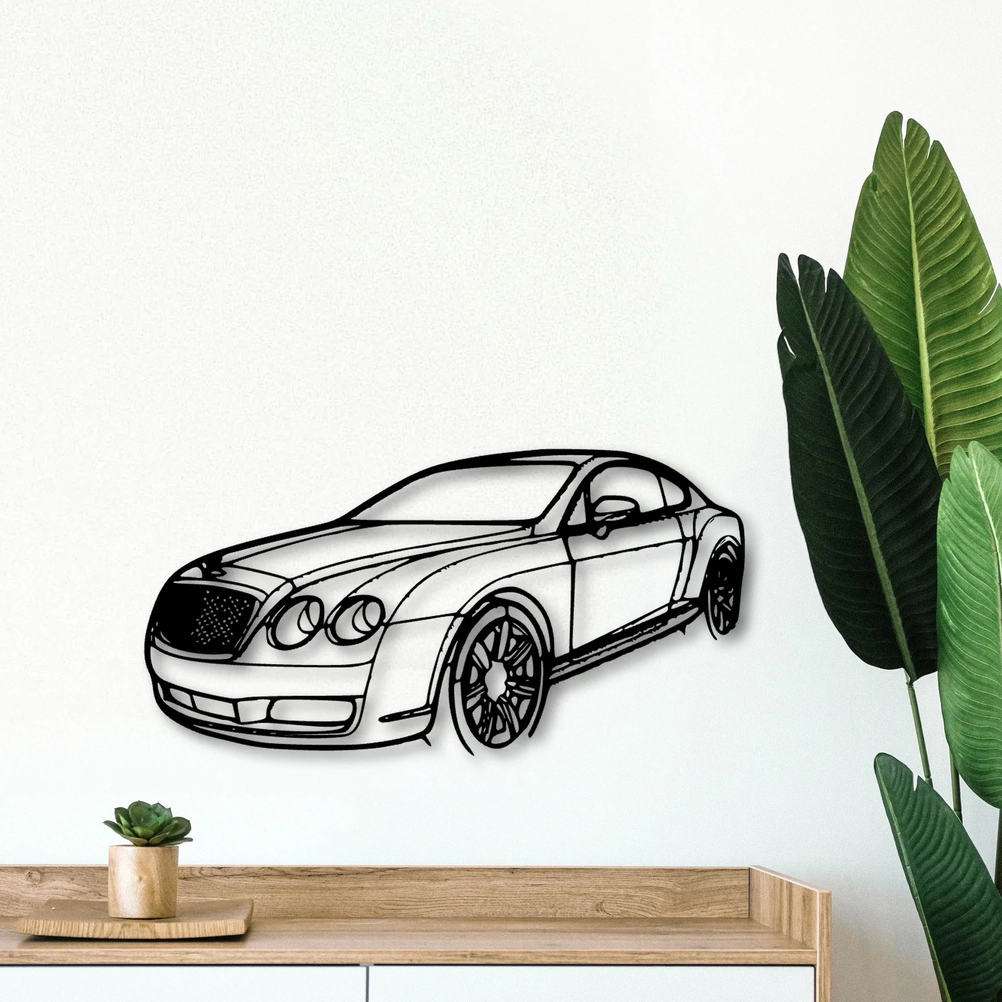 Continental GT 2007 Angle Classic Silhouette Metal Wall Art - Tinvibe
