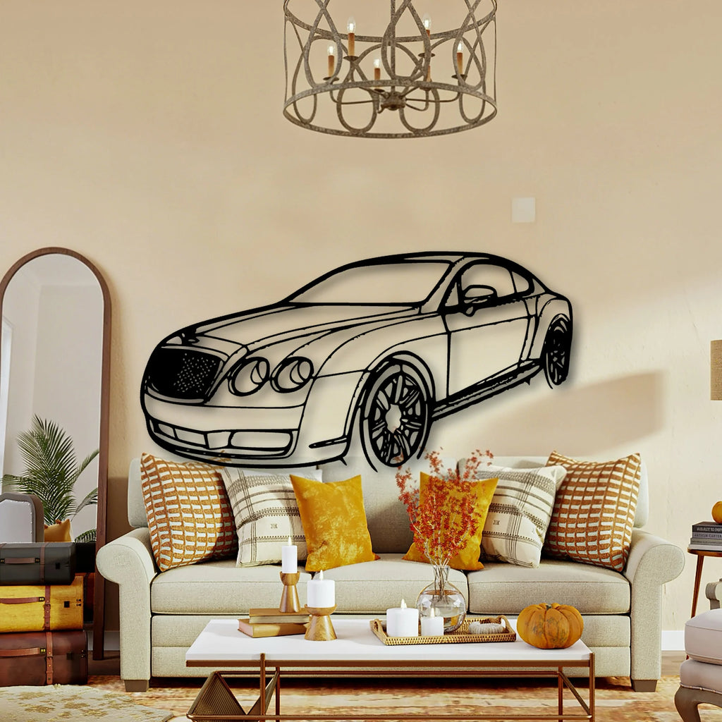 Continental GT 2007 Angle Classic Silhouette Metal Wall Art - Tinvibe