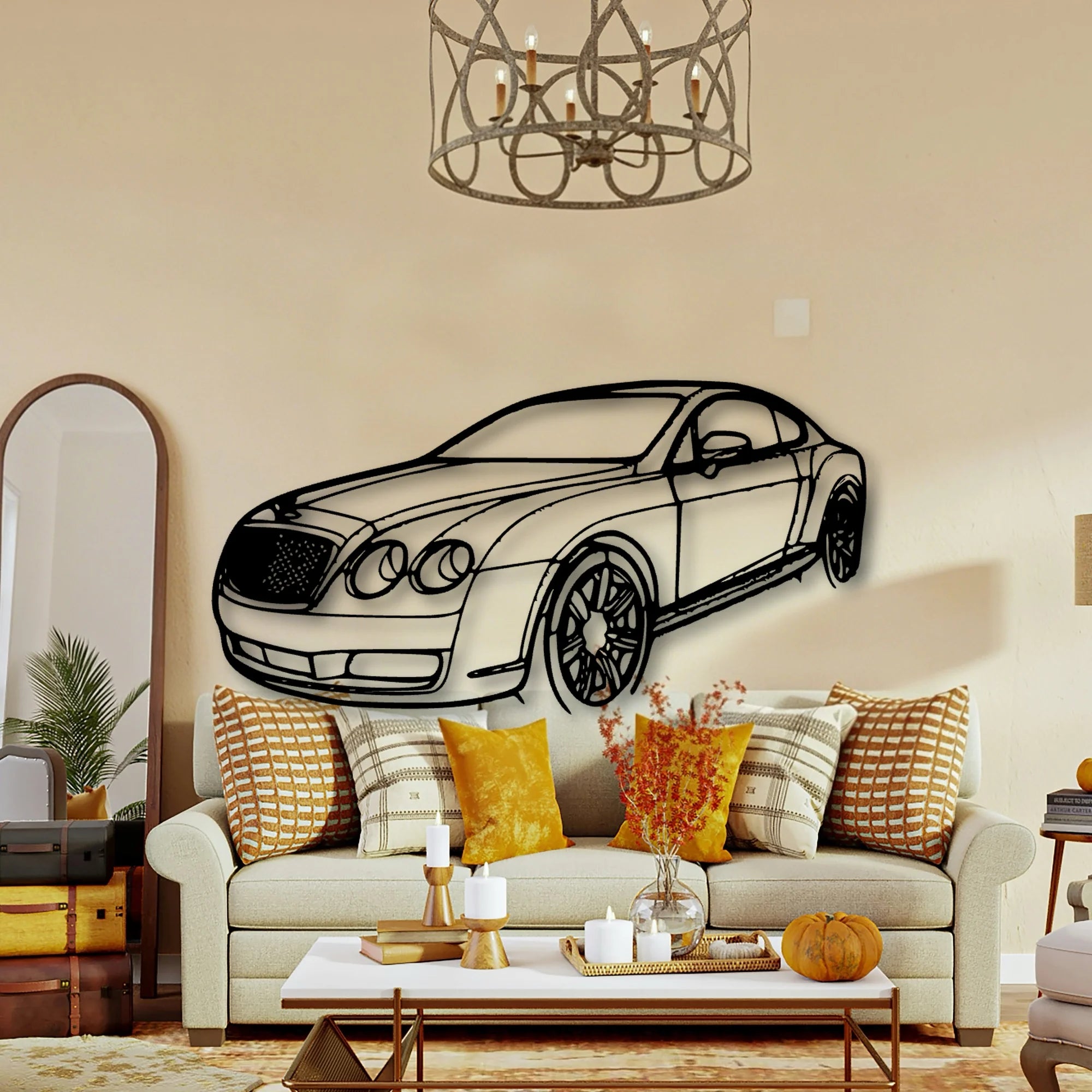 Continental GT 2007 Angle Classic Silhouette Metal Wall Art - Tinvibe