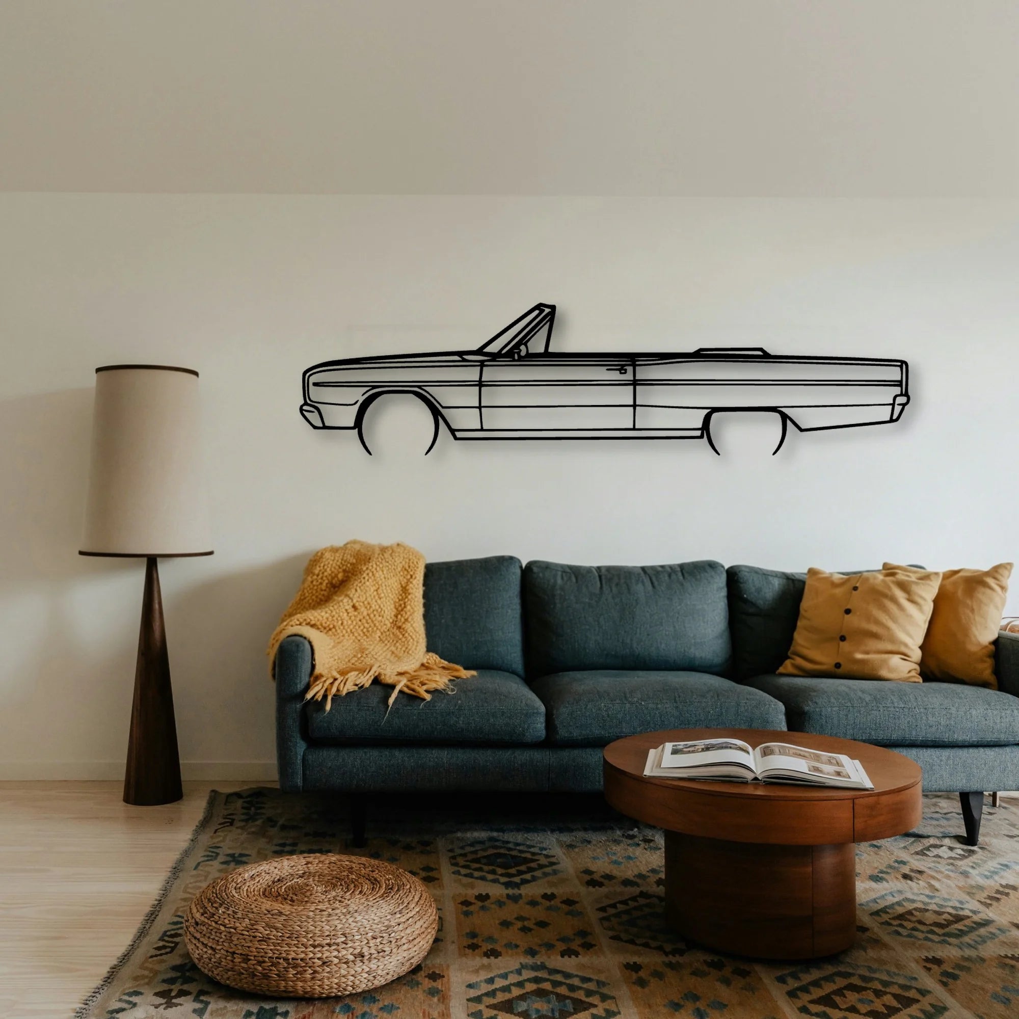 Coronet Convertible 1966 Classic Silhouette Metal Wall Art - Tinvibe