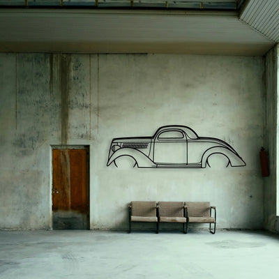 Coupe 1936 Classic Silhouette Metal Wall Art - Tinvibe