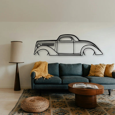 Coupe 1936 Classic Silhouette Metal Wall Art - Tinvibe