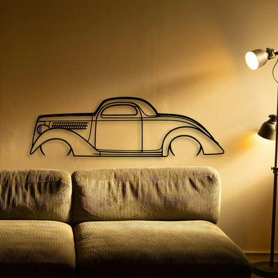 Coupe 1936 Classic Silhouette Metal Wall Art - Tinvibe
