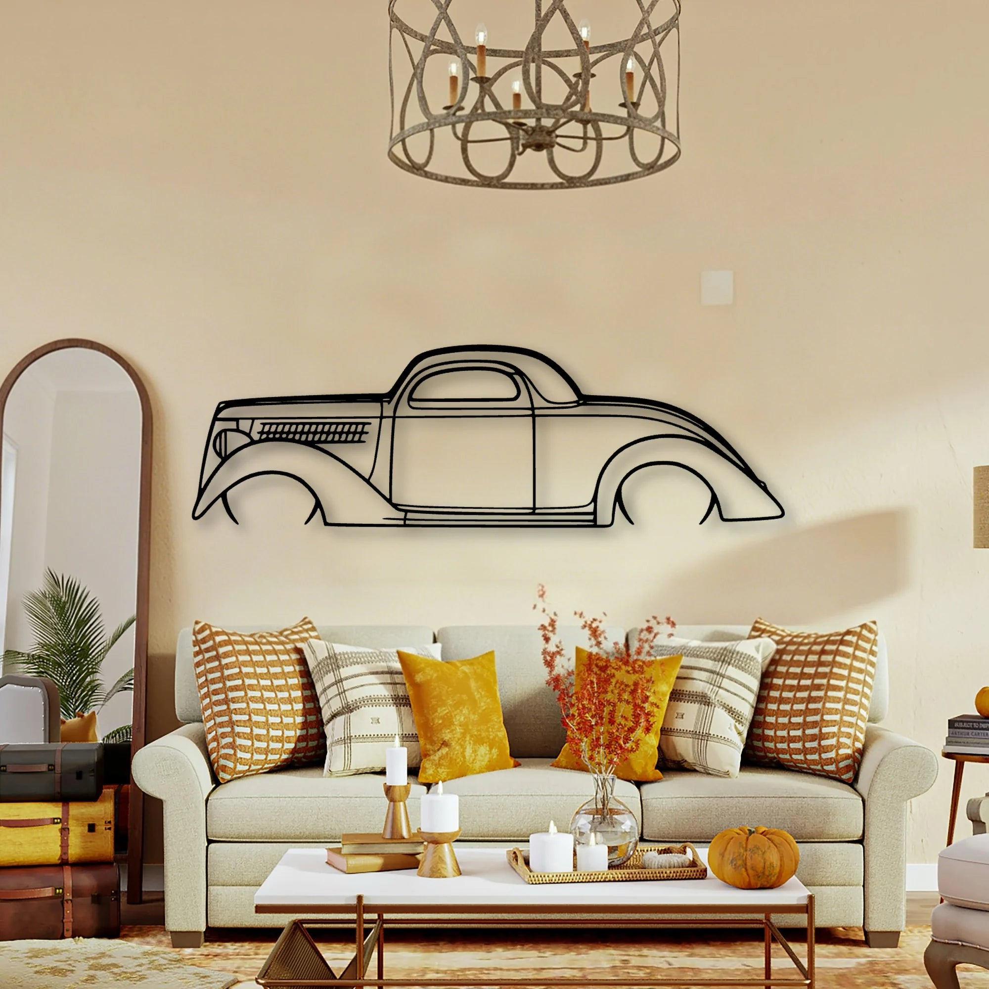 Coupe 1936 Classic Silhouette Metal Wall Art - Tinvibe
