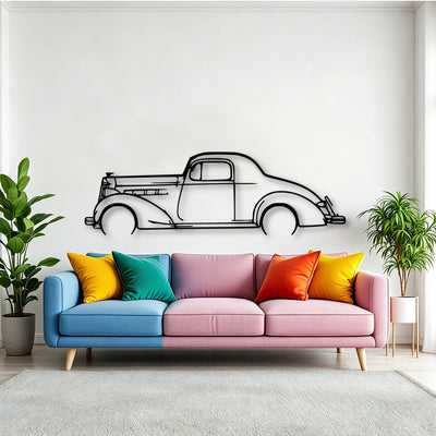 Coupe 1937 Classic Silhouette Metal Wall Art - Tinvibe