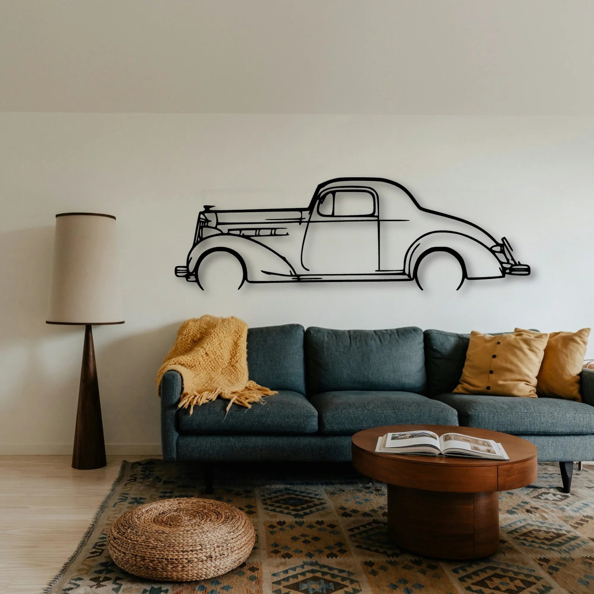 Coupe 1937 Classic Silhouette Metal Wall Art - Tinvibe