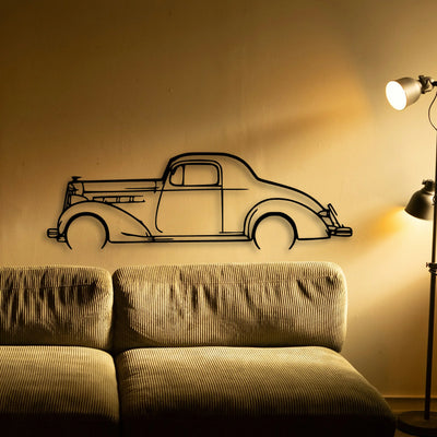 Coupe 1937 Classic Silhouette Metal Wall Art - Tinvibe
