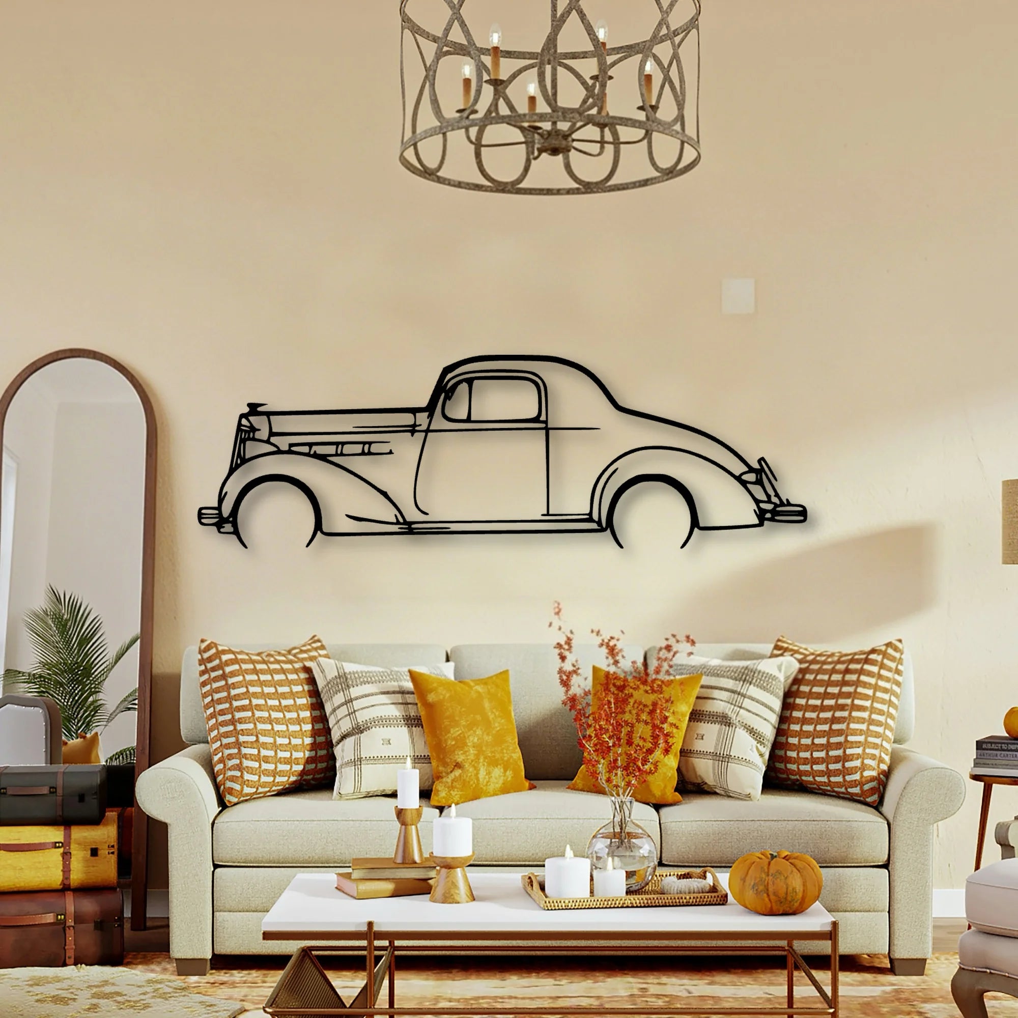 Coupe 1937 Classic Silhouette Metal Wall Art - Tinvibe