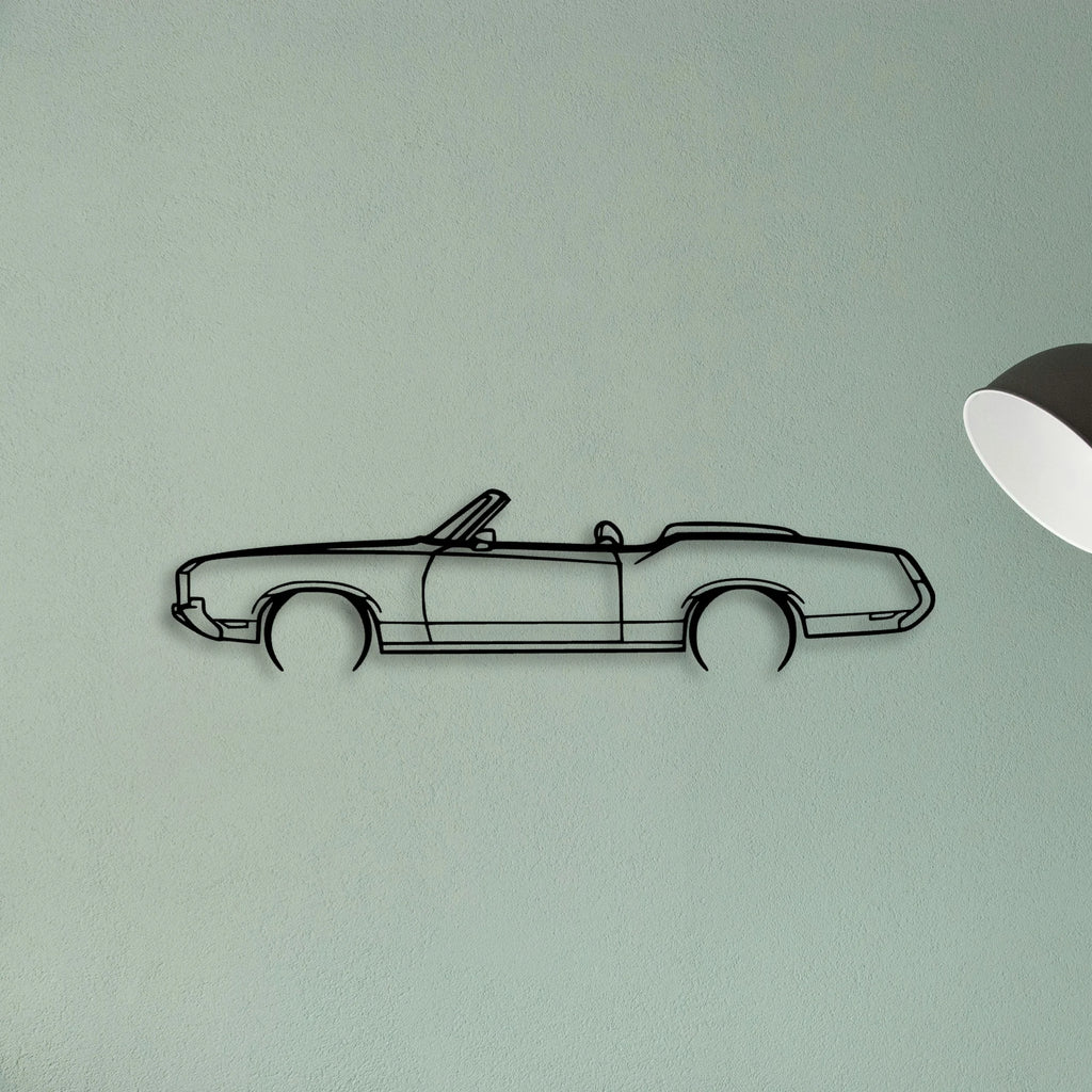 Cutlass Convertible 1972 Classic Silhouette Metal Wall Art - Tinvibe