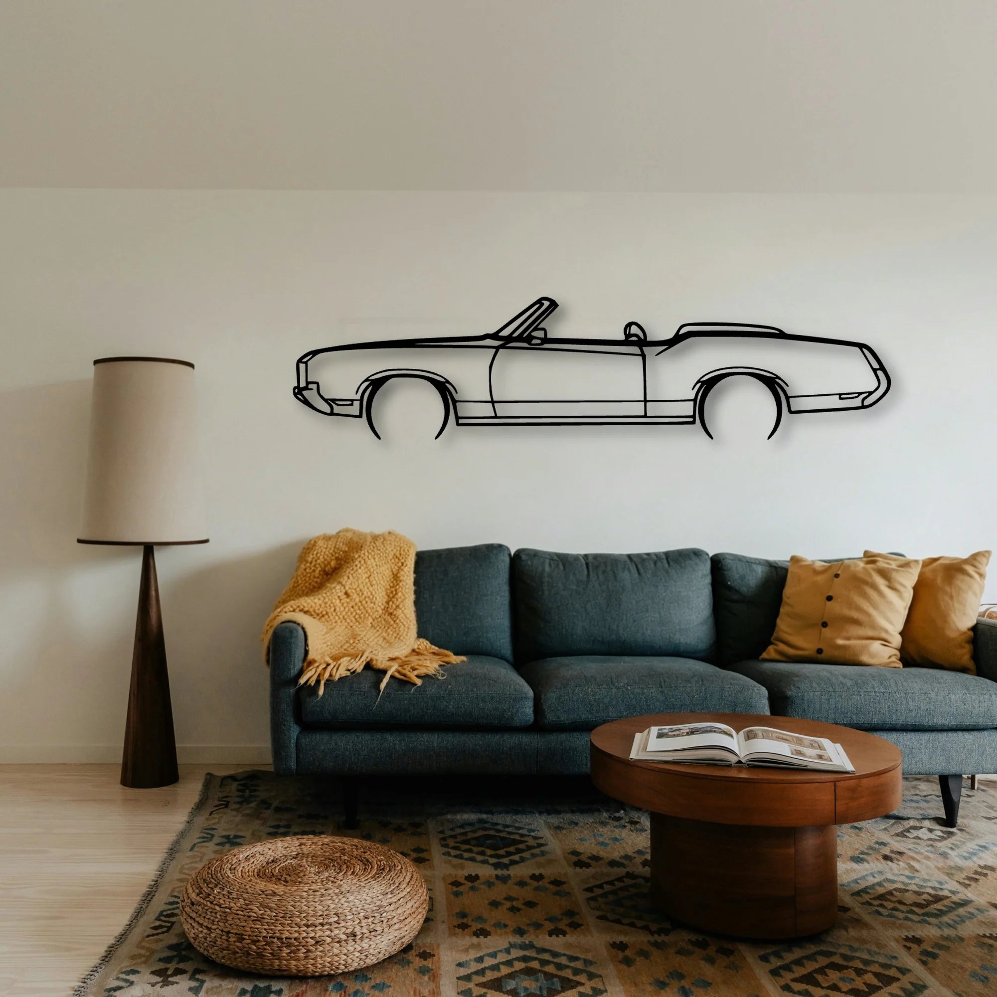 Cutlass Convertible 1972 Classic Silhouette Metal Wall Art - Tinvibe