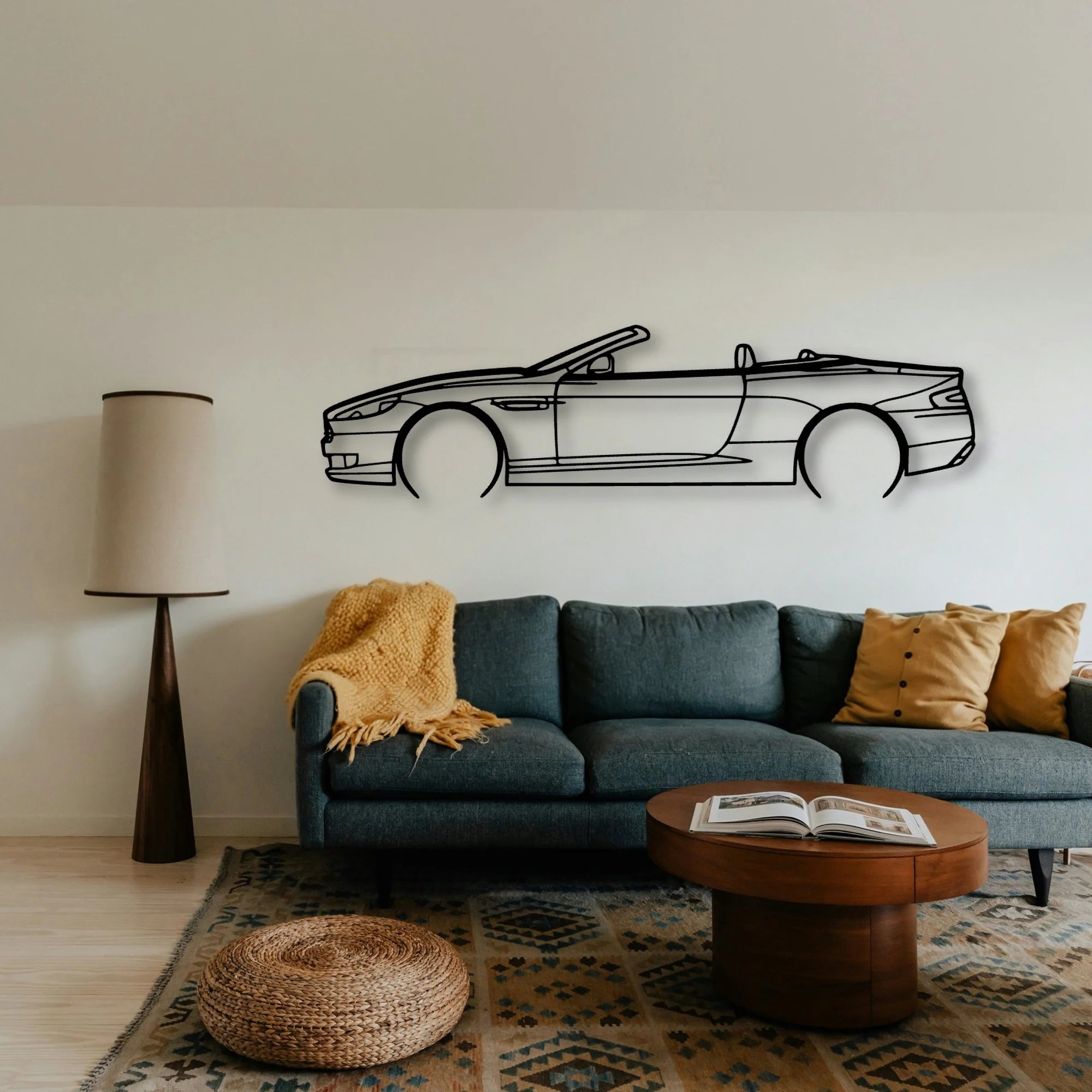 DB9 Convertible 2008 Classic Silhouette Metal Wall Art - Tinvibe