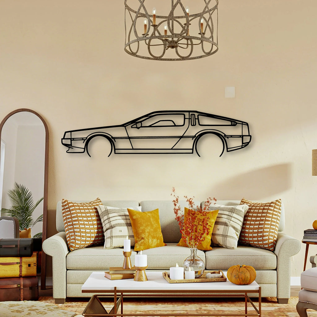 Delorean Classic Silhouette Metal Wall Art - Tinvibe