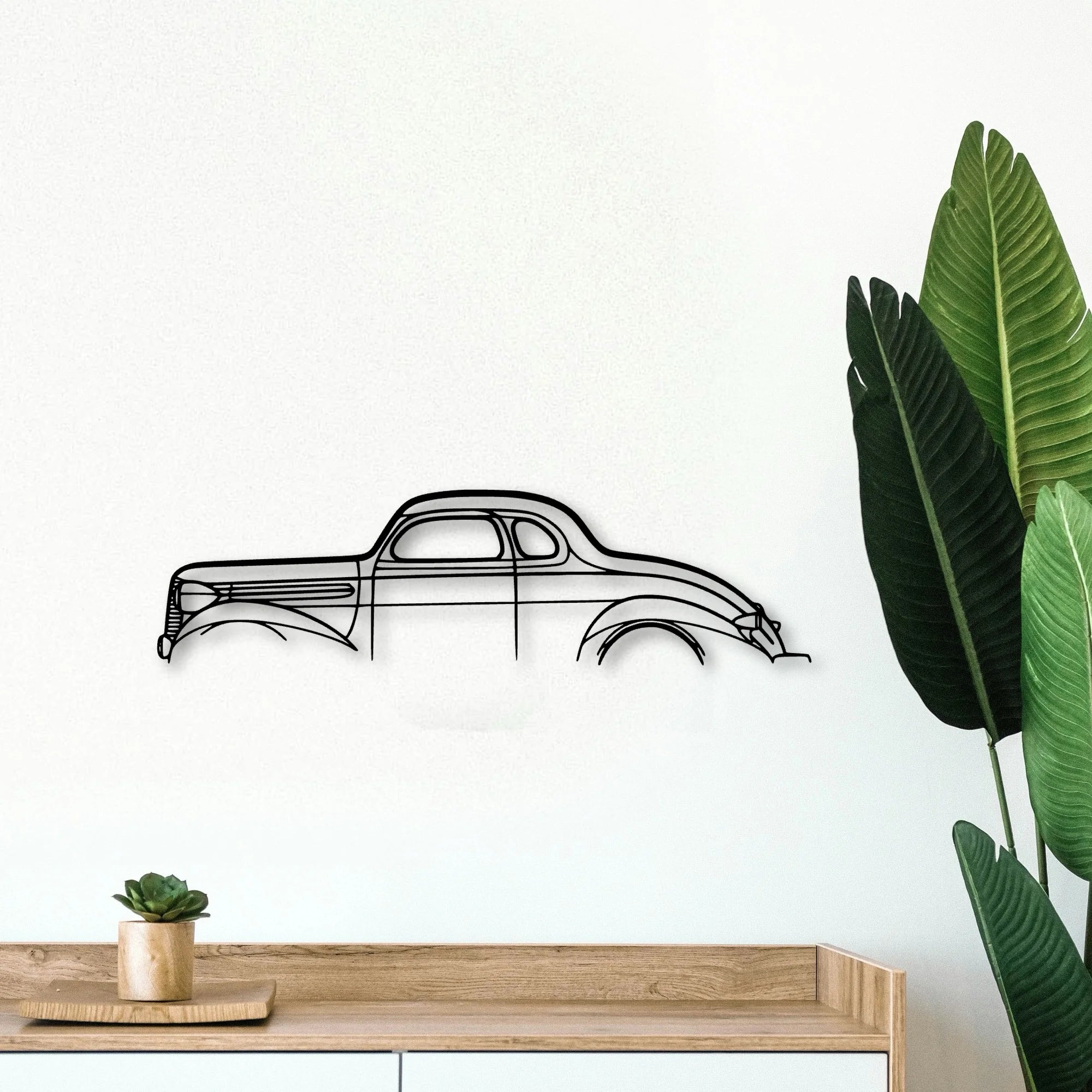 Dodge Coupe 1937 Classic Silhouette Metal Wall Art - Tinvibe