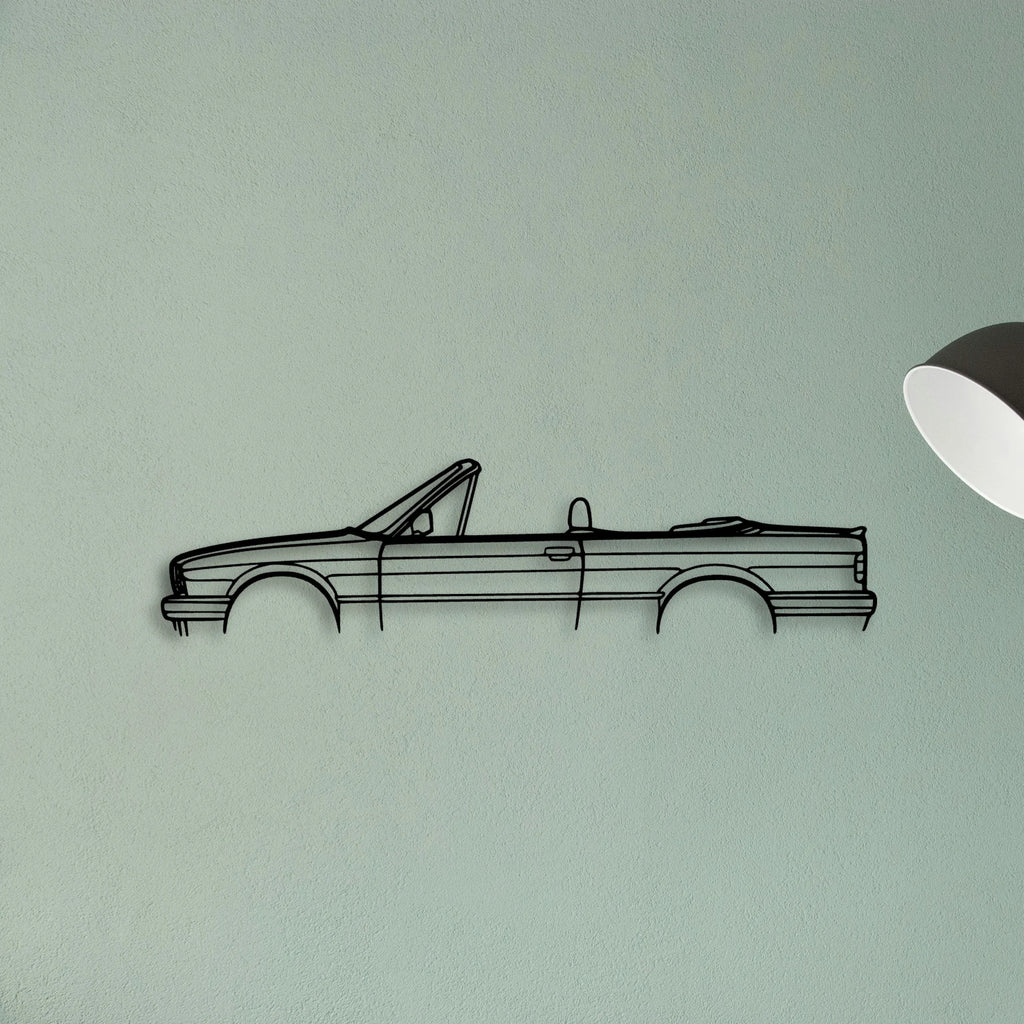 E30 325 Cabrio Classic Silhouette Metal Wall Art - Tinvibe