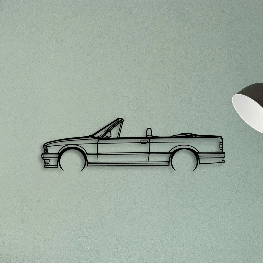 E30 Convertible Classic Silhouette Metal Wall Art - Tinvibe