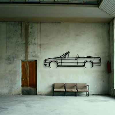 E30 Convertible Classic Silhouette Metal Wall Art - Tinvibe