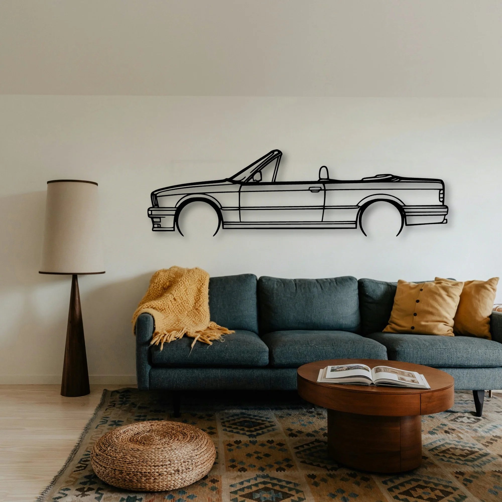 E30 Convertible Classic Silhouette Metal Wall Art - Tinvibe