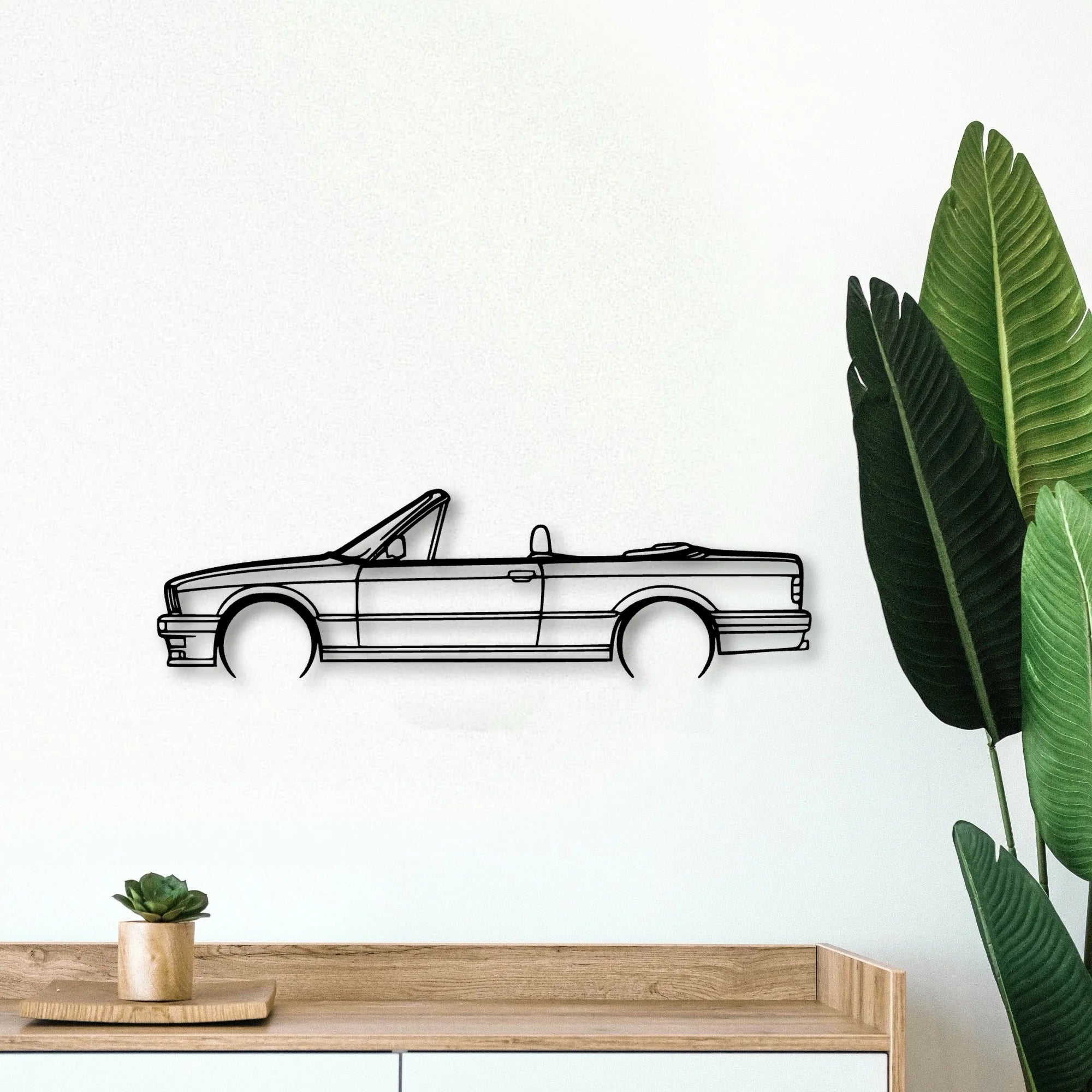 E30 Convertible Classic Silhouette Metal Wall Art - Tinvibe