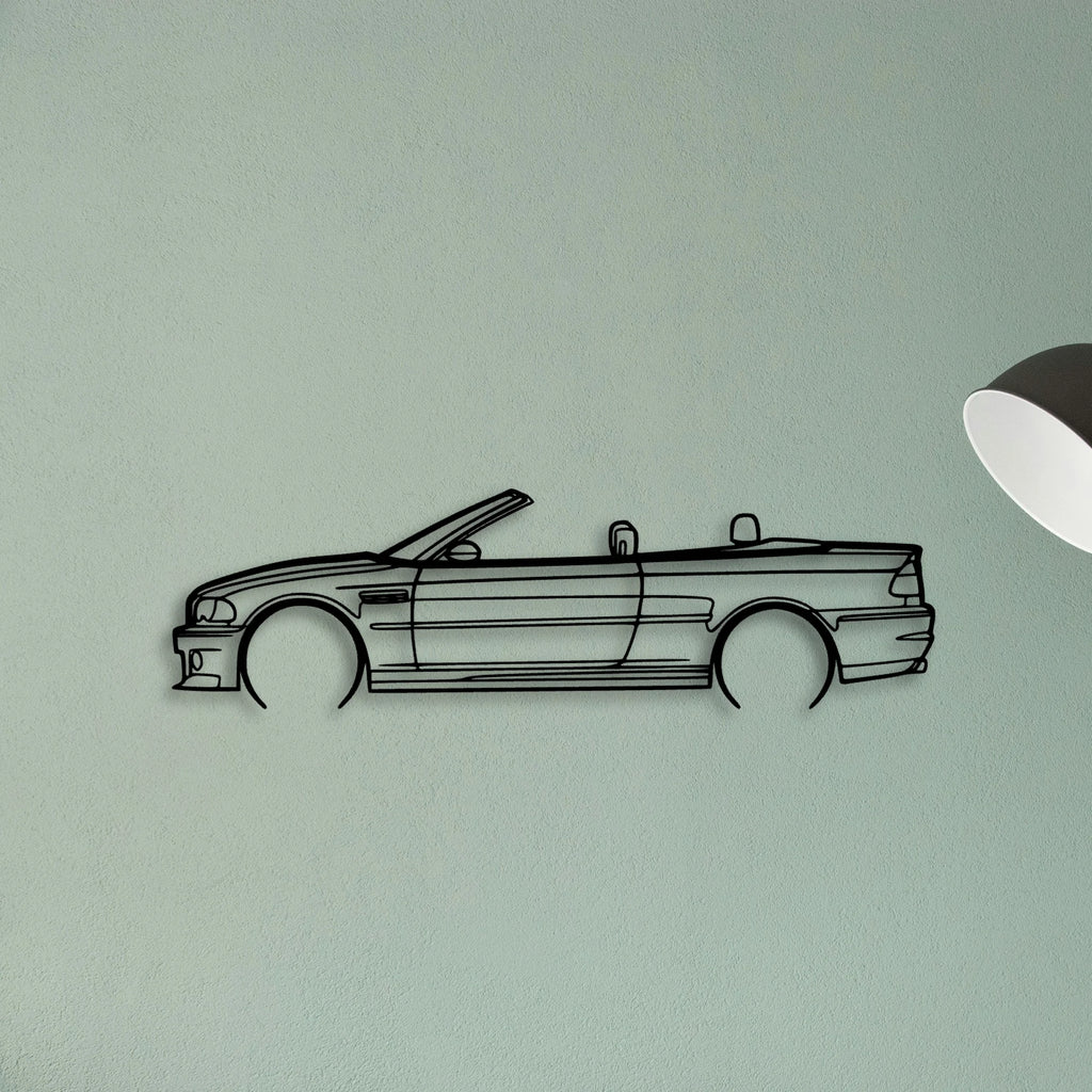 E46 M3 Convertible 2 Classic Silhouette Metal Wall Art - Tinvibe