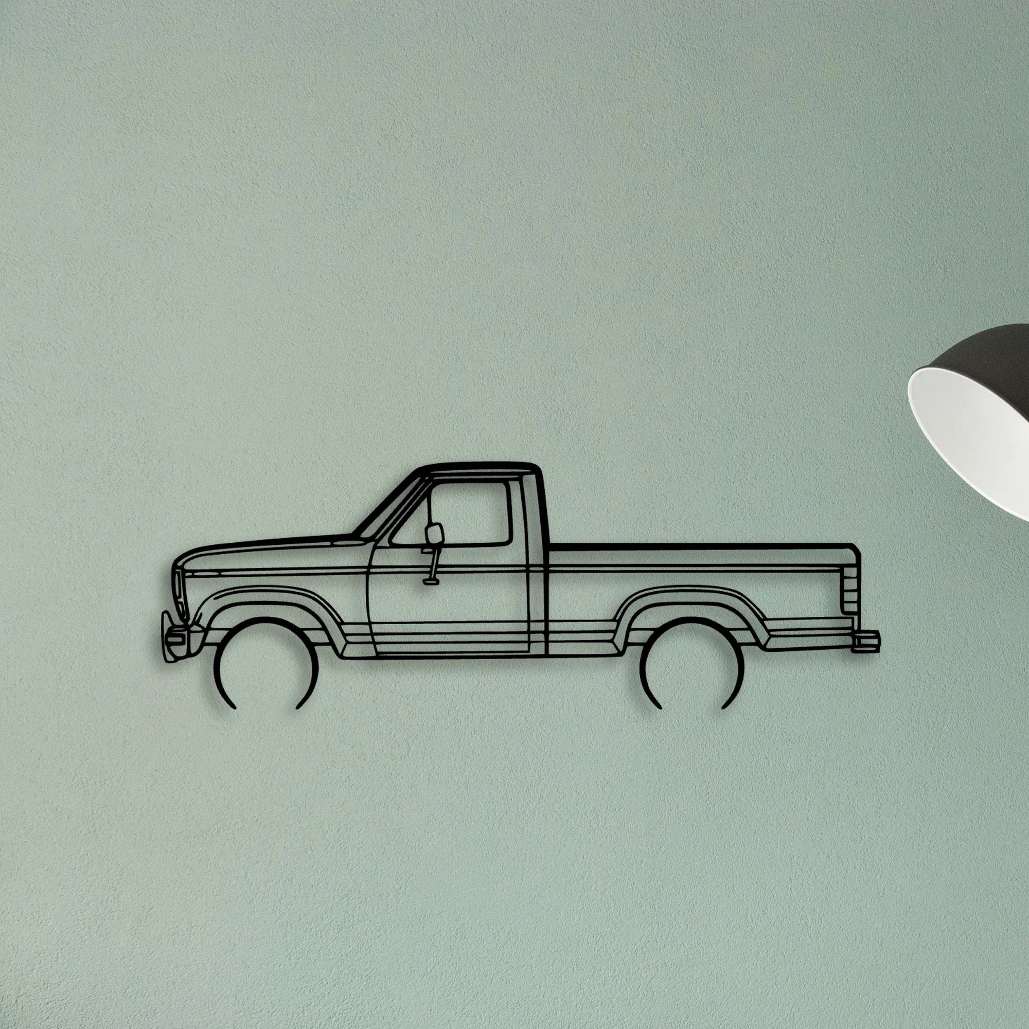 F 150 XLT 1986 Classic Silhouette Metal Wall Art - Tinvibe