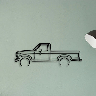 F 150 XLT 1986 Classic Silhouette Metal Wall Art - Tinvibe