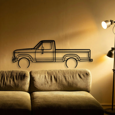 F 150 XLT 1986 Classic Silhouette Metal Wall Art - Tinvibe